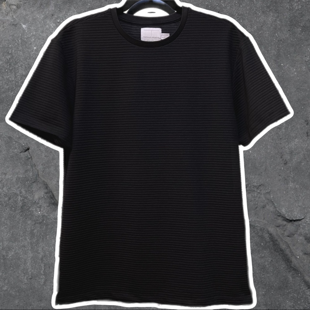 Topman Oversized Black Ribbed Tee